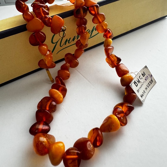 Vintage Baltic Butterscotch White Amber Necklace Kaliningrad Amber Factory - Picture 4 of 14